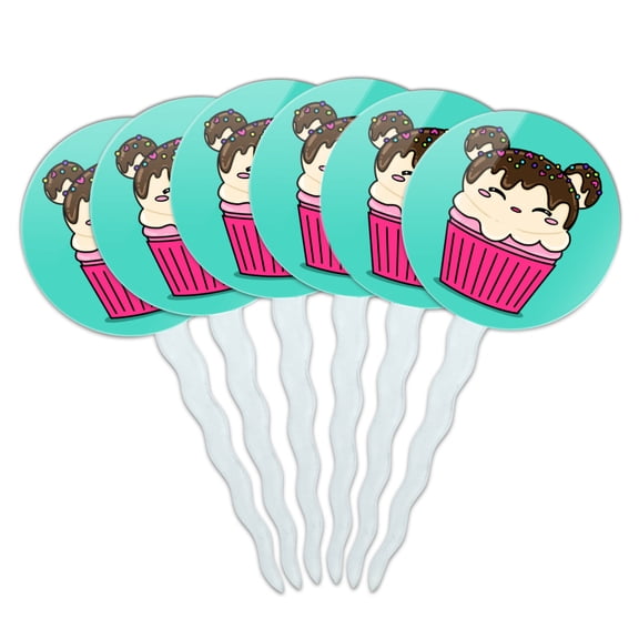 Cute Mouse Bear Ice Cream Cupcake with Sprinkles Cupcake Picks Toppers Decoration Set of 6