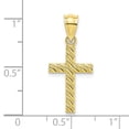 thumbnail image 3 of FJC Finejewelers 10k Yellow Gold Ribbed Cross with Diagonal Beaded Stripes Charm, 3 of 6