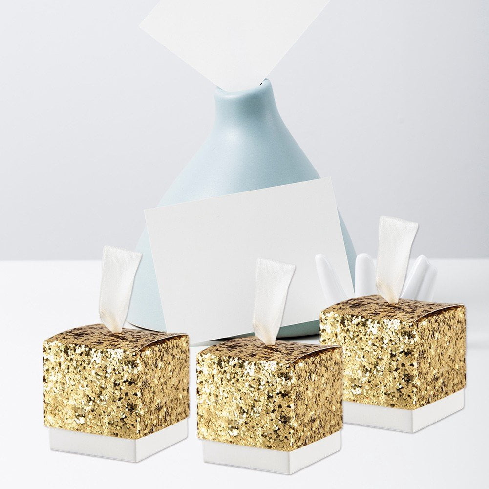 Vjnyvs Sparkle Sequin Paper Candy Box 50Pcs/Set Sweet Wedding Favour Boxes Glitter Party Gift Box Creative Wedding Candy Box Supplies