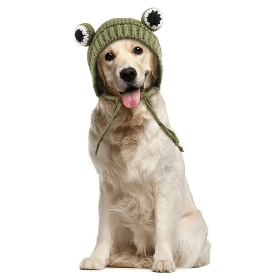 Handmade Crochet Pet Hat Adjustable Neckstrap Dog Cap Puppy Cartoon Costume Hat Winter Warm Knit Hat Photo Headwear