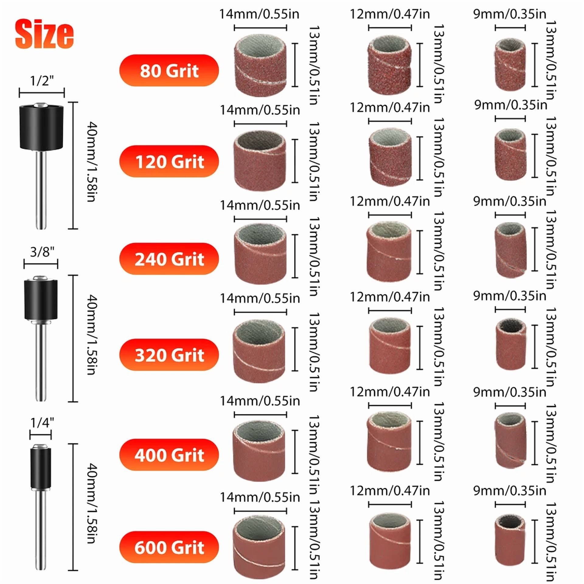CIRCLE- 384Pcs Sanding Drum Nail Sander Drill Bit Kit For Dremel Accessories Rotary Tool
