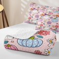 thumbnail image 4 of Manfei Halloween Pumpkin Quilt Full,Lovely Ghosts Floral Full Bedspread Sets,Beige,3 Pieces, 4 of 7