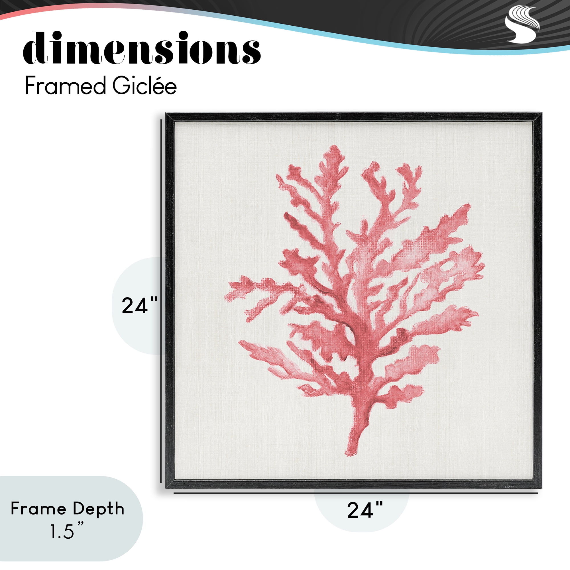 Stupell Industries Rosy Pink Coral Branch Black Framed Giclee Art, design by Janet Tava