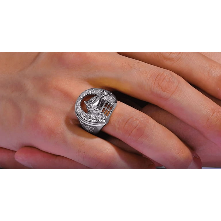 RYLOS Mens Rings Sterling Silver Designer Lucky Horseshoe RYLOS Mens Rings Sterling Silver Designer Lucky Horseshoe
