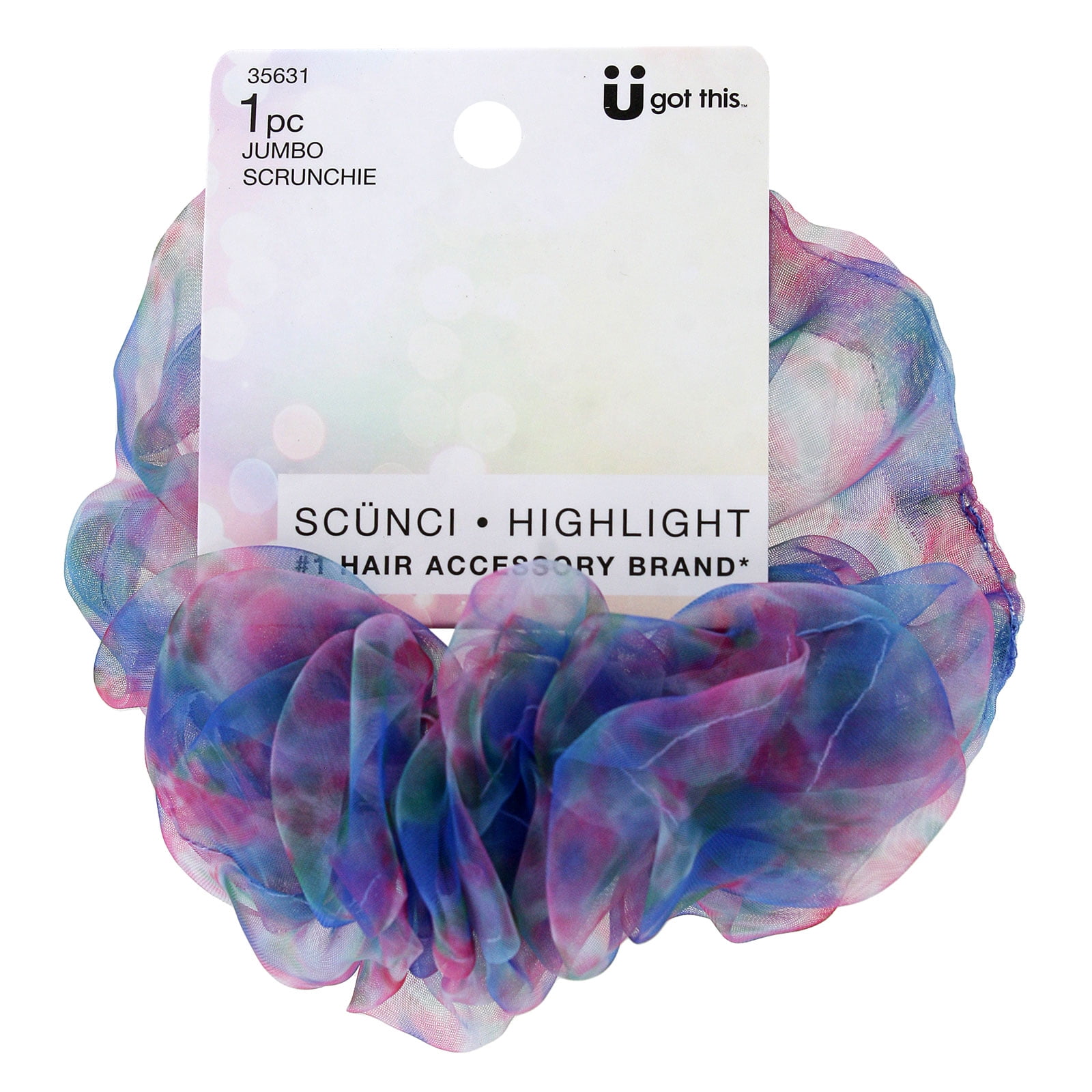 (4 pack) Scunci U Got This Highlight Jumbo Organza Hair Scrunchie, Multicolored, 1-Piece