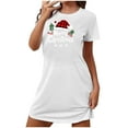 thumbnail image 1 of Camisón corto navideño para mujer, talla grande, con cuello redondo estampado y mangas cortas, para el pecho., 1 of 2
