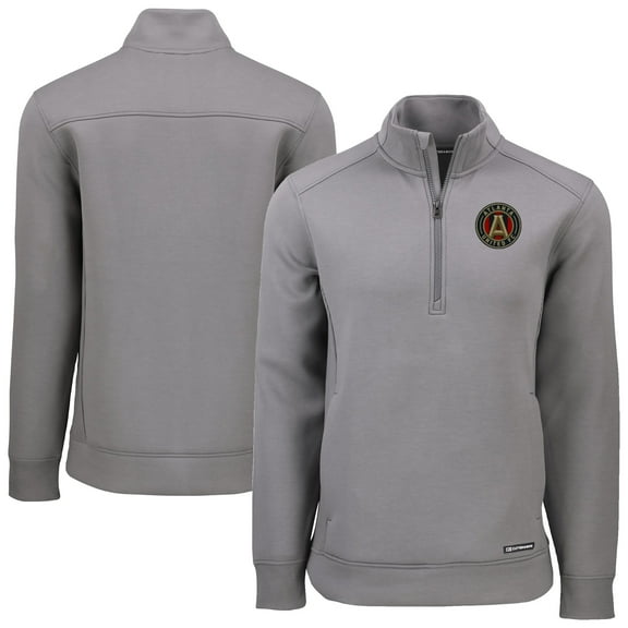 Men's-Cutter & Buck  Gray Atlanta United FC Roam Eco Recycled Quarter-Zip Pullover Top