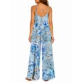 thumbnail image 3 of Women's Flowy Wide Leg Jumpsuit Light Blue Blossoms Summer Beach Casual Sleeveless Rompers with Pockets, 3 of 7