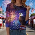 thumbnail image 5 of UngA 250th Anniversary Shirt Womens 3/4 V Neck Sleeve American Flag Shirts 4th of July Summer Shirts Graphic Tops (Purple,L), 5 of 8