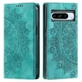 thumbnail image 5 of SaniMore for Google Pixel 8 Pro Case, PU Leather Embosed Mandala Flower Wallet Protective Phone Cover Card Slots Pocket Purse Women Men Kickstand Vintage Shockproof Anti-fall Shell, Green, 5 of 8