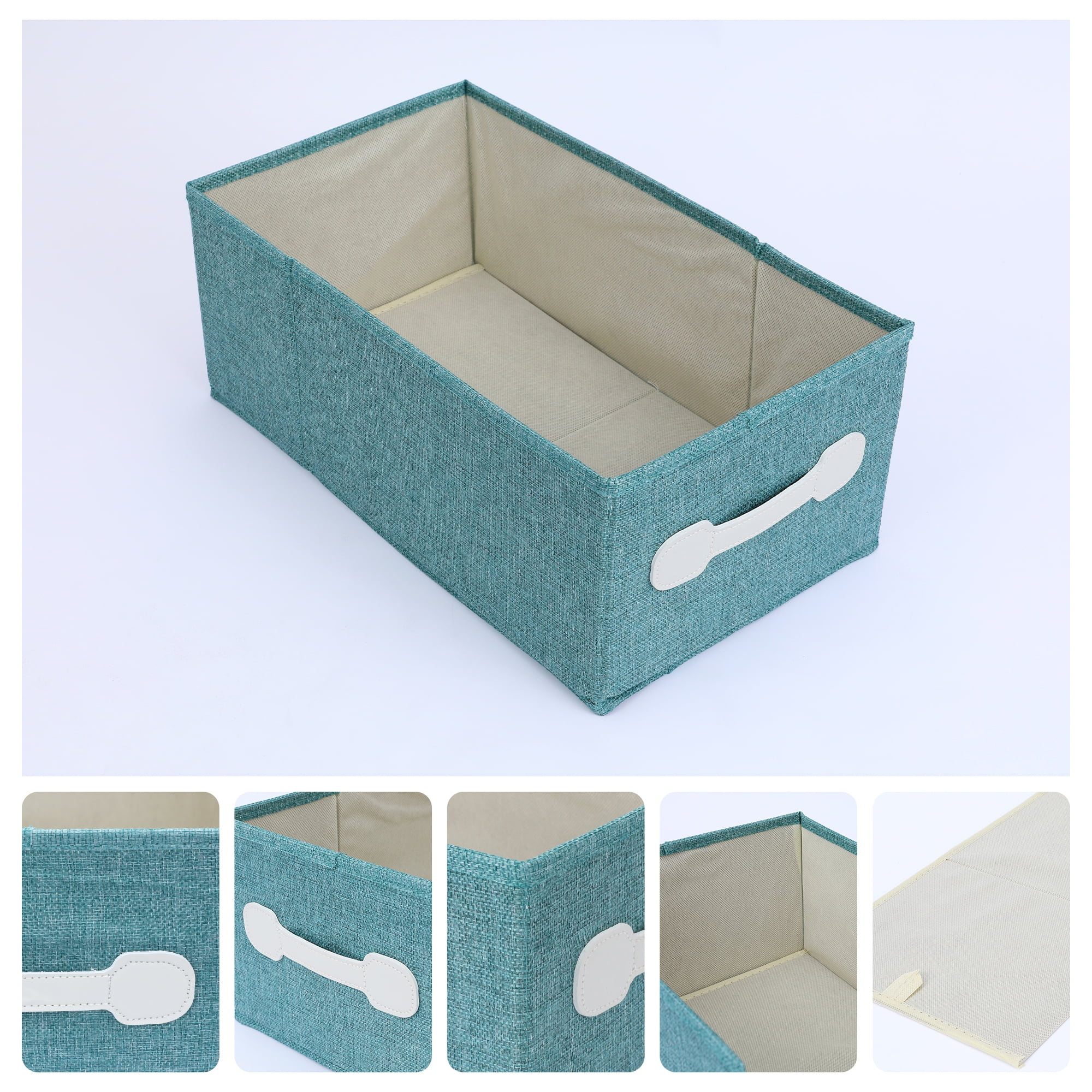 Unique Bargains Fabric Storage Cube Storage Bin Storage Basket Green 16.2*9.5*6.7in