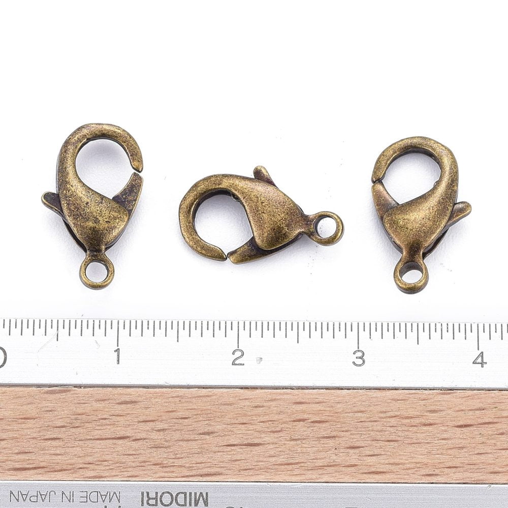 200 pc Brass Lobster Claw Clasps Parrot Trigger Clasps Cadmium Free Nickel Free Lead Free Antique Bronze 15x8x3mm Hole: 2mm