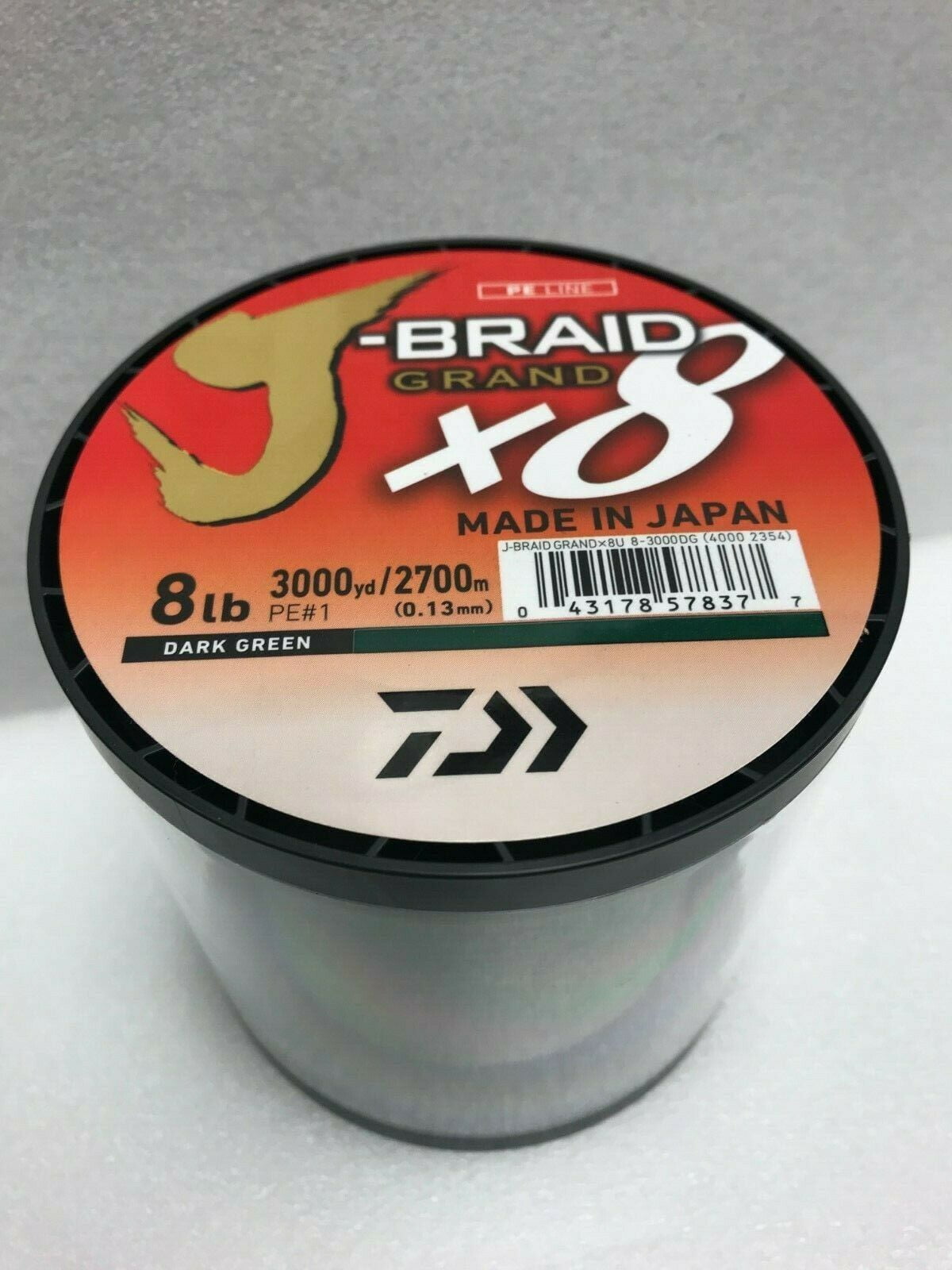 Daiwa J-Braid x8 GRAND Braided Line DARK GREEN 8lb, 3000yd - JBGD8U8 ...