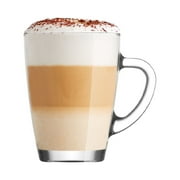 LAV Glass Coffee Mugs Set of 6 - Clear Glass Tea Mugs with Handle 10.25 oz