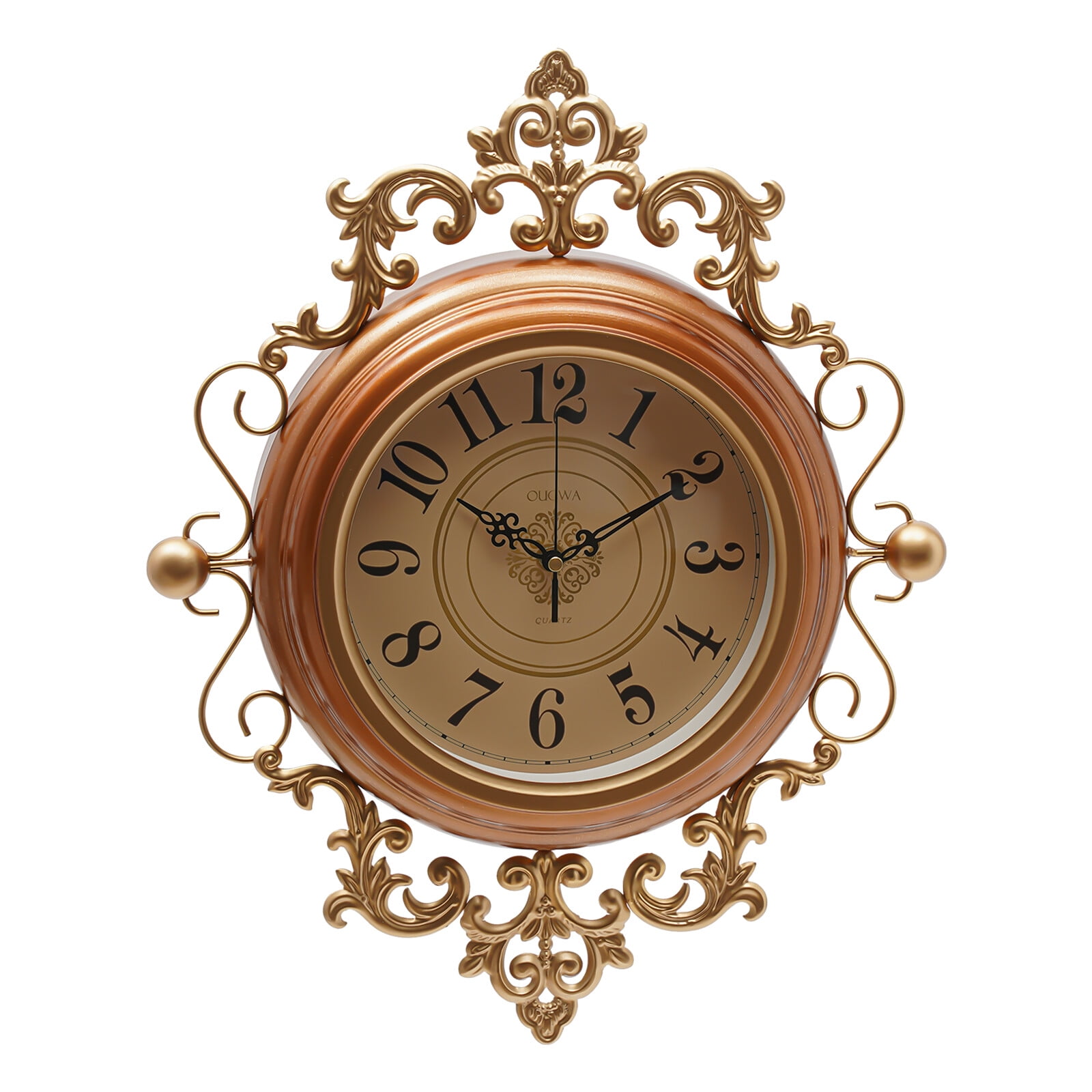16x19 Inch Small Wall Clock, Vintage Brown Metal Glass Clock with 8 Inch Large Numbers Easy to Read, Rustic Hanging Clock Wall Decor for Living Room