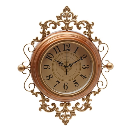 16x19 Inch Small Wall Clock, Vintage Brown Metal Glass Clock with 8 Inch Large Numbers Easy to Read, Rustic Hanging Clock Wall Decor for Living Room