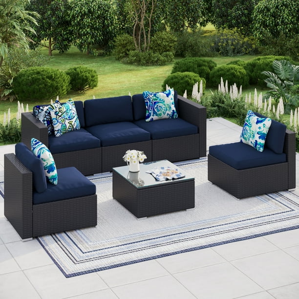 Mf Studio 6 Piece Patio Sofa Set Outdoor Furniture Sectional All Weather Wicker Rattan Navy Blue Com - Evre Outdoor Rattan Garden Love Bed Furniture Set Patio Mf Studio 6 Piece Patio Sofa Set Outdoor Furniture Sectional All Weather Wicker Rattan Navy Blue Com - Evre Outdoor Rattan Garden Love Bed Furniture Set Patio