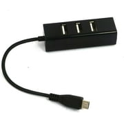 UISHUSO MicroUSB to USB 4 Port Black OTG Hub for Raspberry Pi Zero