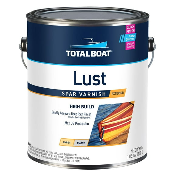 TotalBoat-49 6608 Lust Vernis Marin, Fini Très Lustré et Mat pour Bois, Bateaux, Meubles d'Extérieur (Mat, Gallon)