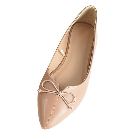 Omagie Women s Pointed Toe Ballet Flat Elastic Cross Strap Comfortable Flats Shoes Slip on Casual Dress Shoes(Beige 7)