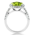 thumbnail image 3 of Gem Stone King 925 Sterling Silver Green Peridot & White Created Sapphire Engagement Ring for Women (3.00 Cttw, Cushion Checkerboard 8MM, Available in Size 5, 6, 7, 8, 9), 3 of 6