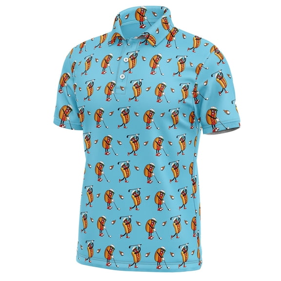 Mens Golf Polo Shirts Funny Golf Shirts for Men Moisture Wicking Quick Dry Athletic Short Sleeve Shirts Blue XL