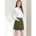 thumbnail image 2 of Falda Casual Estilo Cargo Corta Con Botones En La Parte Delantera Para Mujer ejercito verde M, 2 of 6