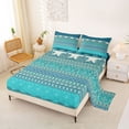 thumbnail image 2 of jejeloiu Ancient Border Queen Sheets For Men Women,Coastal Print Queen Sheet Sets,Teal Blue,4 Pieces,1 Flat Sheet, 1 Fitted Sheet and 2 Pillowcases, 2 of 6