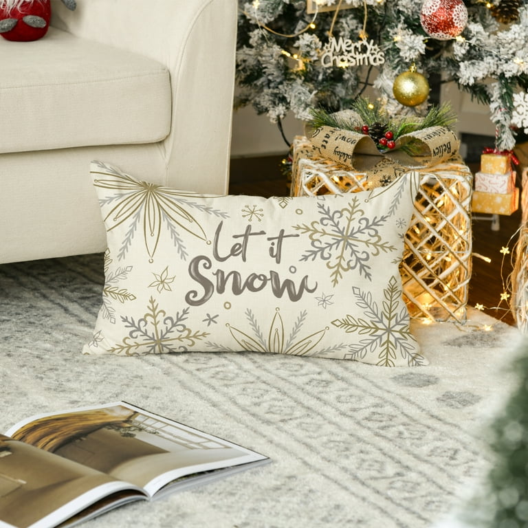 Smile Christmas Snowflake Throw Pillow Cover 12x20 Inch Winter Holiday Cushion Case for Sofa Couch Walmart