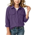 thumbnail image 2 of Girls Corduroy Shirts Long Sleeve Button Down Soft Casual Kids Fall Shirts Purple 13-14 Years, 2 of 9