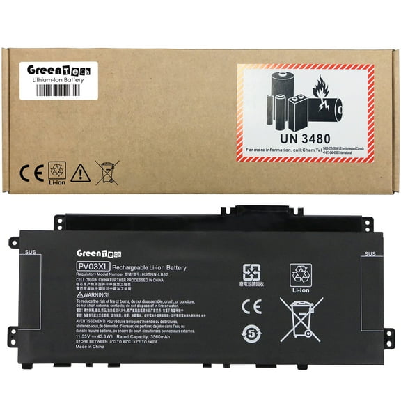 GREENTECH PV03XL L83393-006 BATTERY FOR HP PAVILION X360 14-DW, 14-dw0002la, 14-dw0003la 11.55V 43.3WH HSTNN-LB8S L83388-421