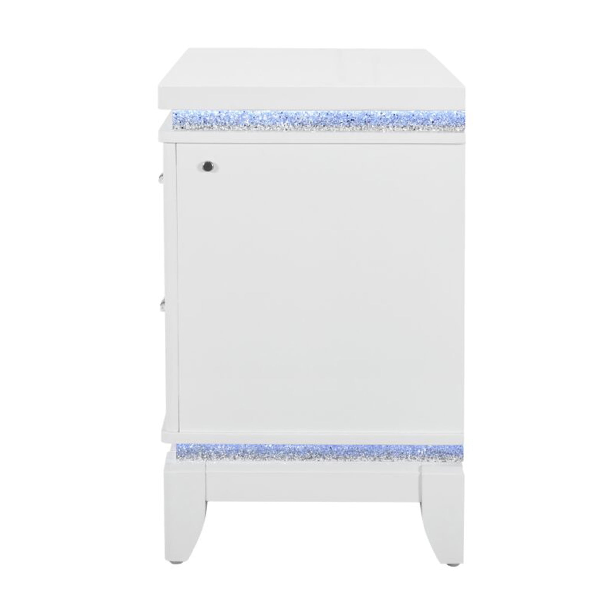 Global Furniture USA Alina Contemporary White Nightstand with LED and USB, 1 Pack
