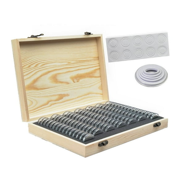 Coin Collection Box Case Coin Storage Box Wooden Display Commemorative Collection Case Adjustable Home Organizer Container