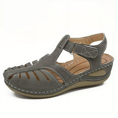 FDGHYTBF Summers Must-Have Solid Color Sandals - Arch Support Round Toe Open Toe Slippers Comfortable Casual Outdoor Shoes for Women - Perfect for Warm Weather