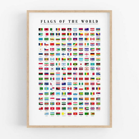 World Flags Poster, Flags Of The World, International Flags Of Countries, National Flags, Educational Posters, Geography Classroom Wall Art UNFRAMED PAPER POSTER, Home Decor, Vintage Gift