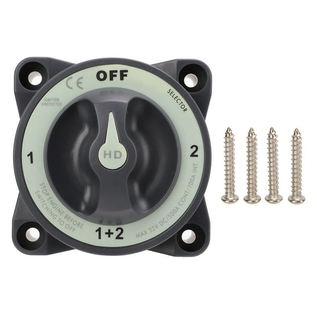 Interruptor de corte de batería marina de 500 A, resistente, de 4 posiciones, para autocaravanas y embarcaciones.
