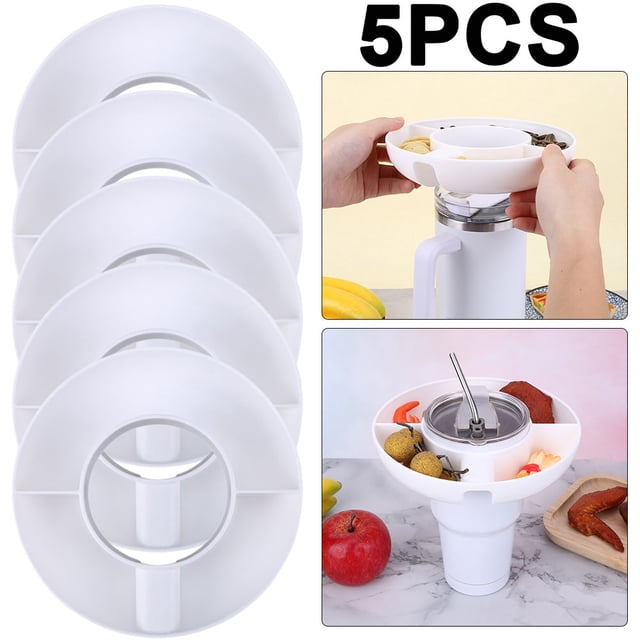 Cuenco Portátil Reutilizable para Aperitivos Palomitas Maíz Con Pajita 40 Oz Color Blanco 5 Uds.