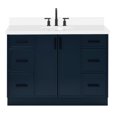thumbnail image 2 of Ariel Kelly 49 Inch Single Oval Sink Bathroom Vanity With Pure White Quartz Countertop 1.5 Inch Edge In Midnight Blue, 2 of 12
