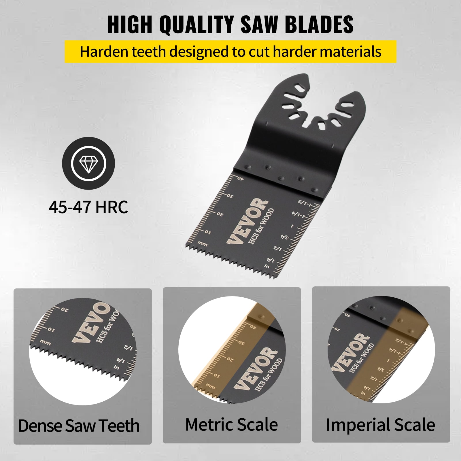 VEVOR Brandclub VEVOR 100pcs Oscillating Saw Blades Quick Release Multitool Blades Kit HCS Tool Blades for Wood Plastic Metal Nails Bolts Compatible with Dewalt Dremel Fein Worx Bosch Makita Milwaukee