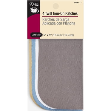 Dritz Twill Iron-On Patches, 5 x 5-Inch, 4 Count, Light Assorted Colors