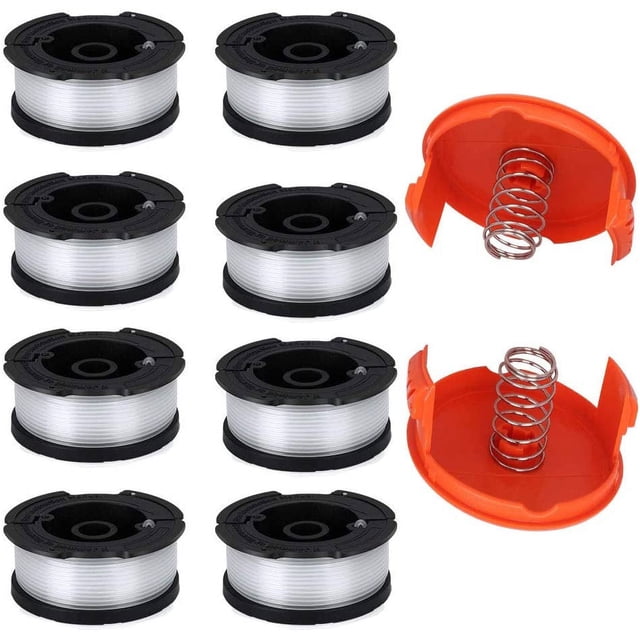 TOPEMAI Bobine AF-100, Remplacement de Fil de Coupe-Bordure 0.065 Pouces Compatible avec Black & Decker AF-100-3ZP GH900 GH600 Coupe-Bordure (8 Pack+2 Capuchons de Bobine et Ressort)_cadeau Spécial