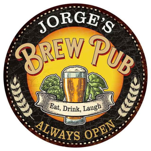 JORGE'S Beer Pub Man Cave Metal Sign Home Wall Decor 14 inch Round 100140025187