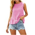thumbnail image 3 of CAIXIA Women Gingham Sleeveless Shirts Ruffle Round Neck Peplum Tank Tops Business Casual Dressy Blouses, 3 of 8