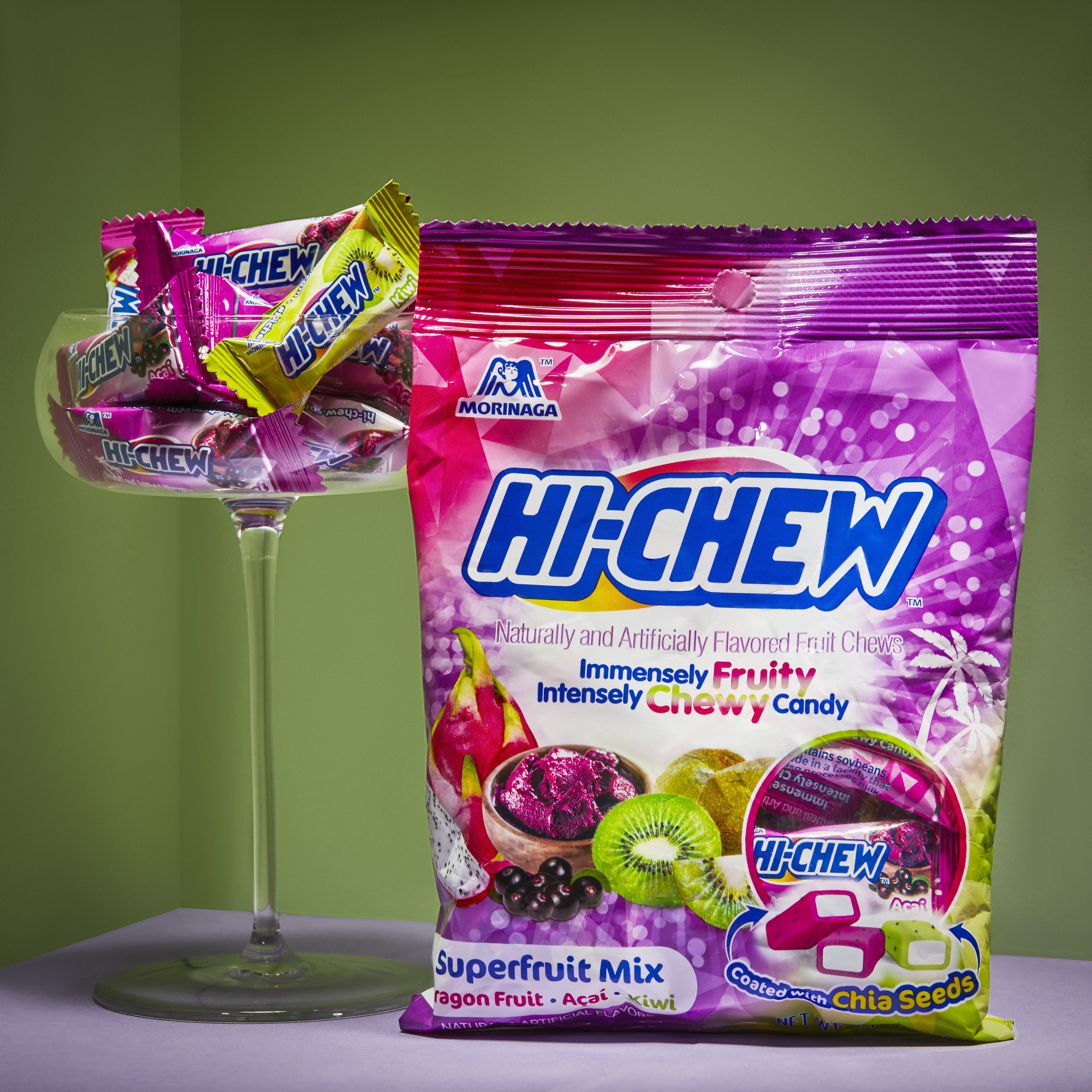 HI-CHEW Superfruit Mix, 6 Bags, 3.17oz each - Kiwi, Acai, Dragonfruit - Unique Fun Soft & Chewy Candy - Immensely Juicy Fruity Candy Flavors, Individually Wrapped for Sharing