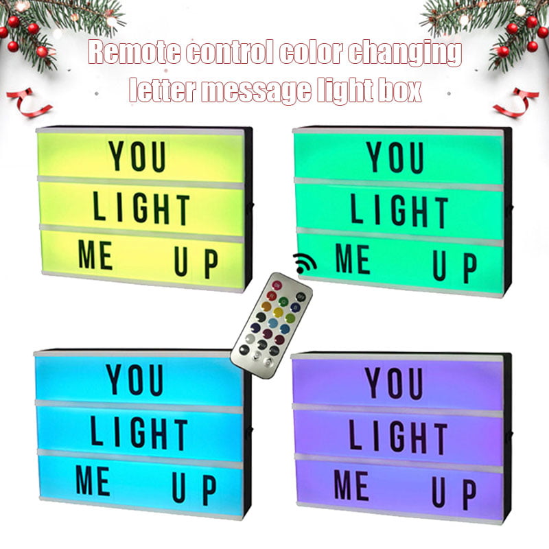 Multi Colour Changing LED Light Up Box Sign Plaque Message Decor with Remote 
