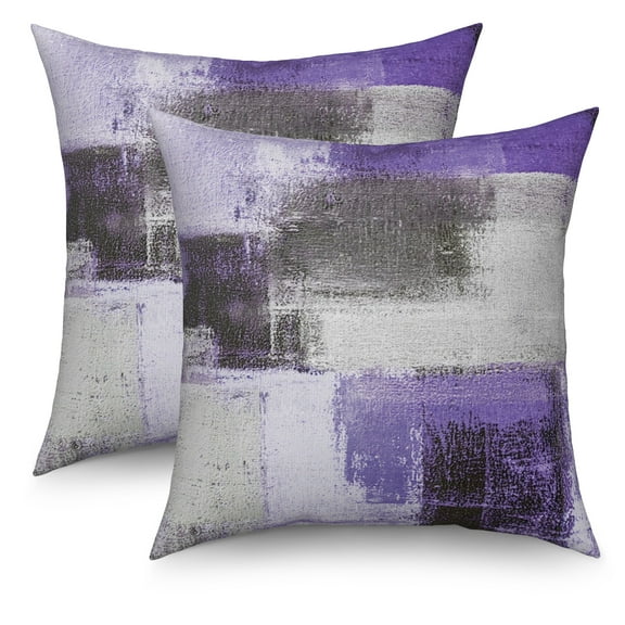 Dashan Purple Abstract Throw Pillow Covers 18x18 Set of 2,Modern Accent Violet Gray Decorative Pillow Cases for Bedroom Sofa Couch