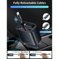 thumbnail image 2 of Retractable Fast Car Charger, 105W Car Charger, 45W Type-C Car Fast Charger, 30W USB C Car Charger Adapter, 31.5inch Cable, 3-Port Fast Charging, Compatible with iPhone, Samsung (Black), 2 of 10