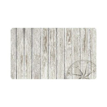 Old Door Decor MKHERT Old Vintage Wood Background Nautical Compass Doormat Rug Home Decor Floor Mat Bath Mat 30x18 inch ()