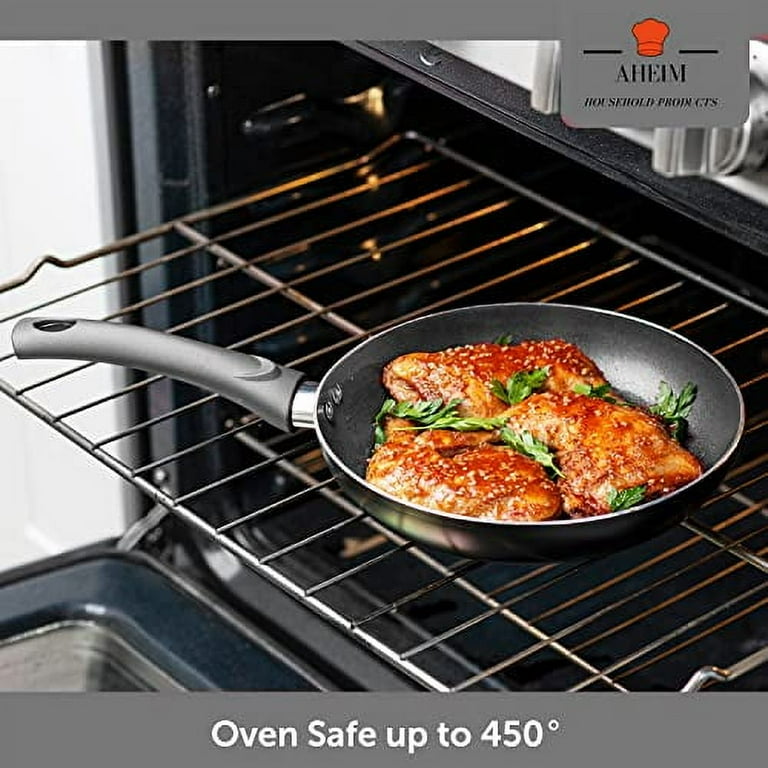 Pots and Pans Set, Aluminum Nonstick Cookware Set, Fry Pans, Casserole with Lid, Sauce Pan, and Utensils, 11 Piece Cooking Set (Black)