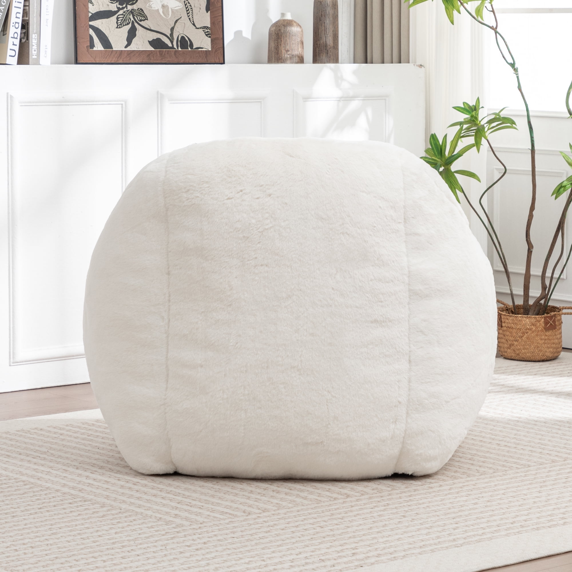 Jopath Bean Bag Chair, Comfy Bean Bag Sofa Faux Fur Bean Bag Chair For Adults And Kids, Stuffed Floor Sofa For Living Room, Bedroom, Apartment